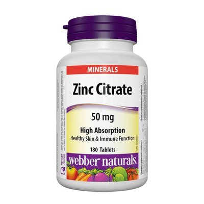 Webber Naturals Zinc Citrate 50 mg 180 таб 002984 фото