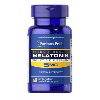 Puritans Pride Melatonine 5 mg 60 капс 001352 фото