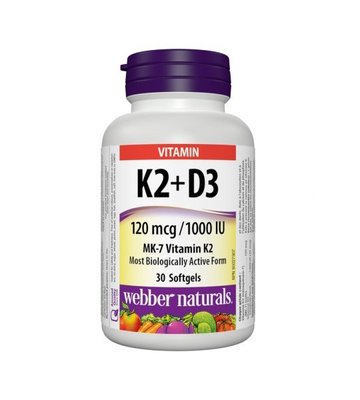 Webber Naturals Vitamin K2 + D3 120 mcg/1000IU 30 гелевых капсул 002041 фото