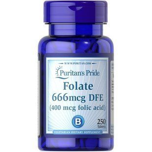Puritans Pride Folic Acid 400 mcg 250 таб 2752 фото