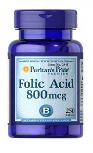 Puritans Pride Folic Acid 800 mcg 250 таб 2819 фото