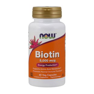 NOW Biotin 5000 mcg 60 капс 001163 фото