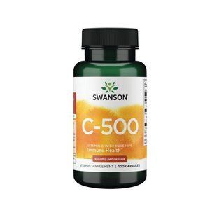 Swanson Vitamin C with Rose Hips 500 mg 100 caps 4253 фото