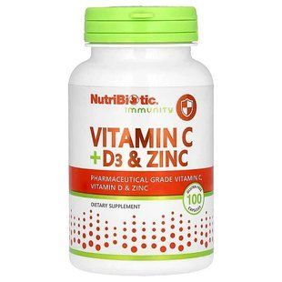 Nutribiotic Vitamin C + D3 & Zinc 100 caps 3416 фото