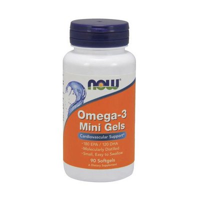 NOW Omega-3 Mini Gels 500 mg 90 гелевых капсул 001498 фото