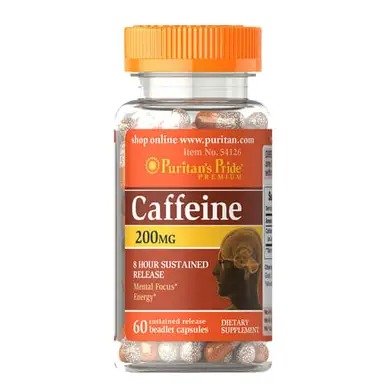 Puritans Pride Caffeine 200 mg 60 капс 002092 фото