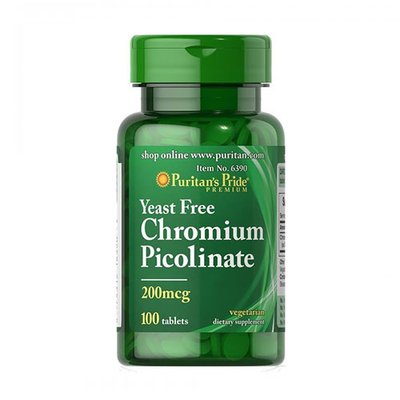 Puritans Pride Chromium Picolinate 200 mcg yeast free 100 таб 001535 фото