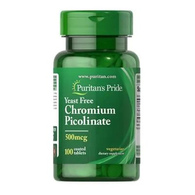 Puritans Pride Chromium Picolinate 500 mcg yeast free 100 таб 002372 фото