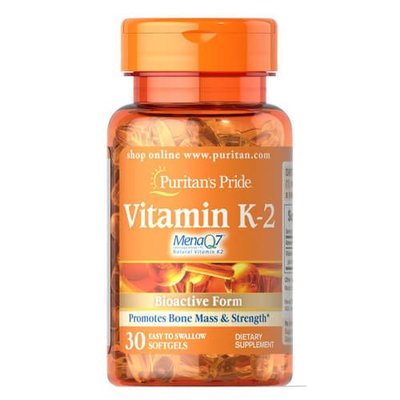 Puritans Pride Vitamin K-2 (MenaQ7) 100 mcg 30 гелевых капсул 002413 фото
