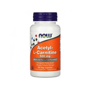 NOW Acetyl-L-Carnitine 500 mg 50 капс 002315 фото