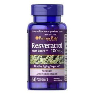 Puritans Pride Resveratrol 100 mg 60 гелевых капсул 2093 фото