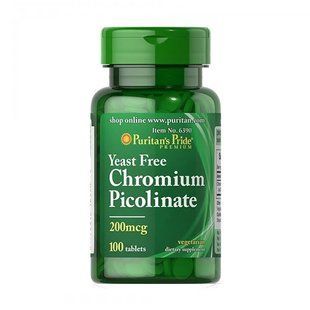 Puritans Pride Chromium Picolinate 200 mcg yeast free 100 таб 1535 фото
