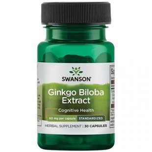 Swanson Ginkgo Biloba 24% 60mg 30 капс 002136 фото